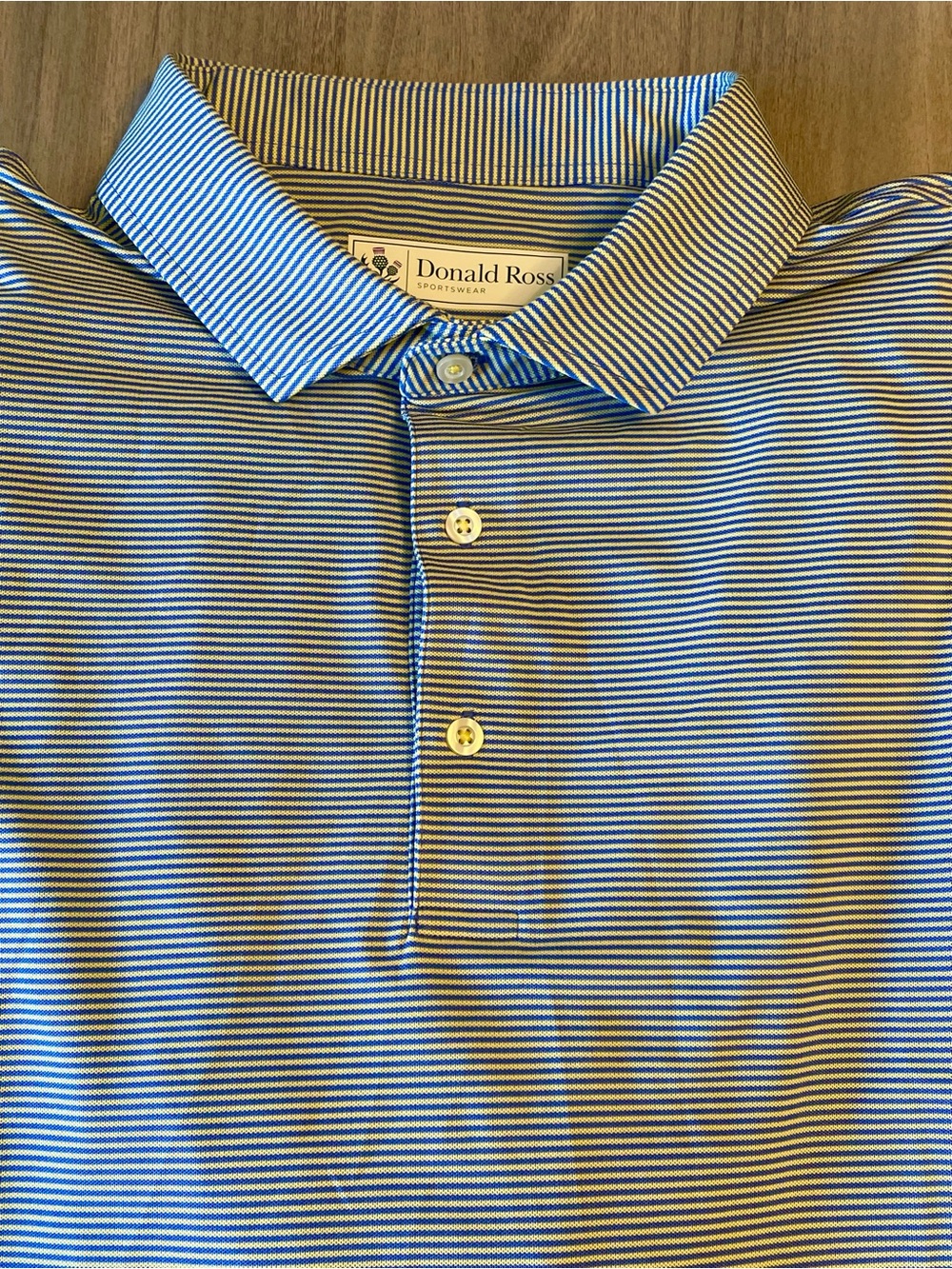 Donald Ross Sportswear Windsor Polo XXL Blue Yellow Feeder Stripe – Classic Fit